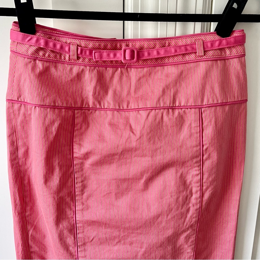 Express Y2K Vintage Pinstripe Belted Pencil Skirt Pink Sz 2 - Picture 6 of 16